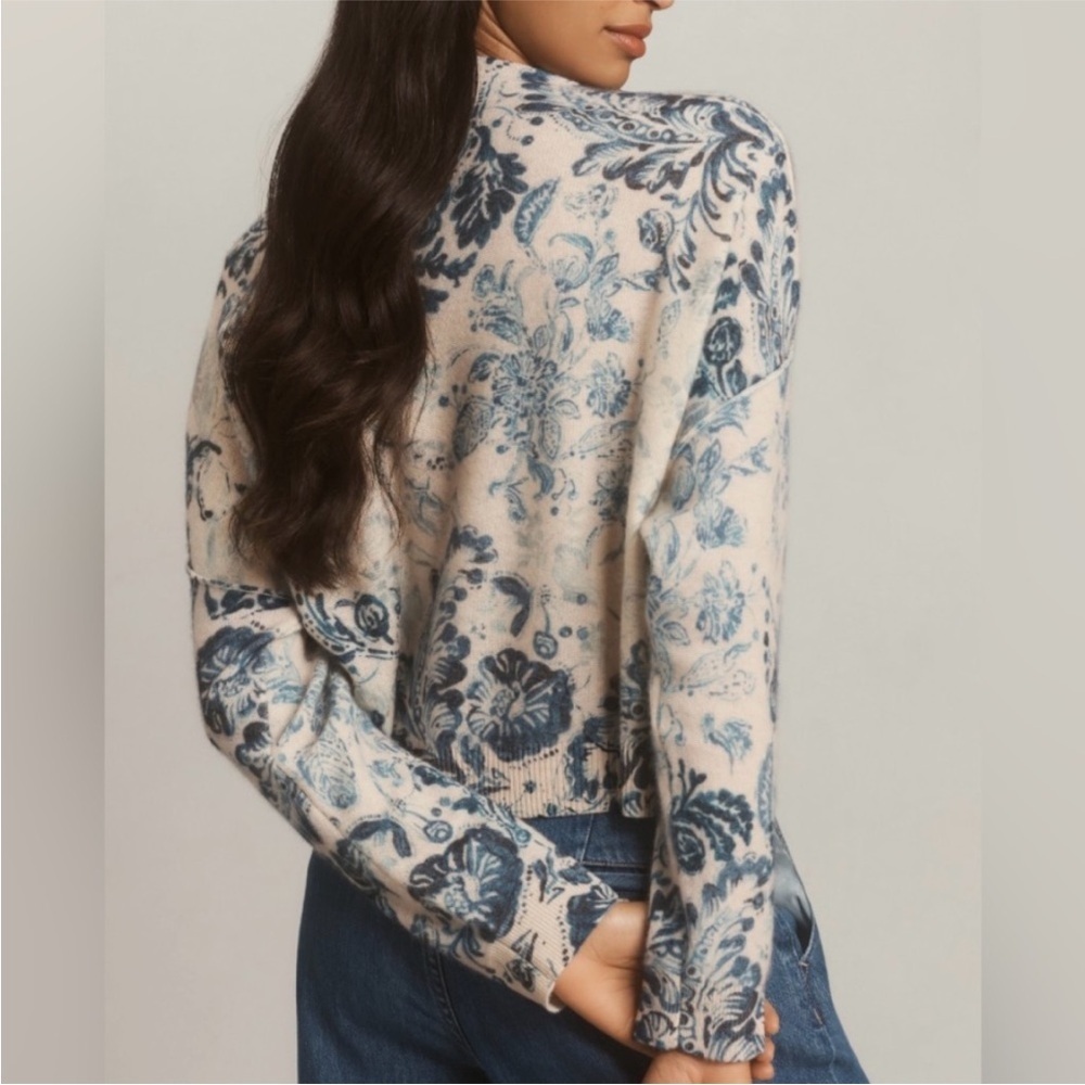 Anthropologie Pilcro Alani Cashmere Mock-Neck Sweater Indigo 1X NWOT - Picture 2 of 15